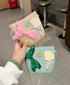 Ocean Mermaid Style Sequins Kids Messenger Bag IU011