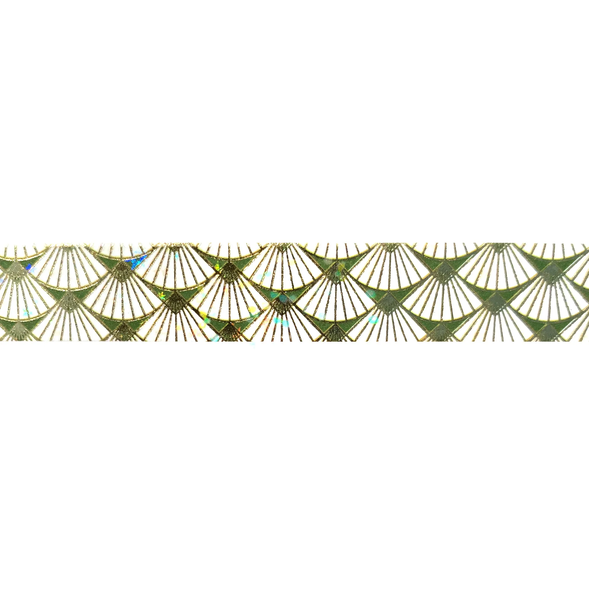 Ornamental Green washi (15mm   light gold foil / star overlay) - Restock