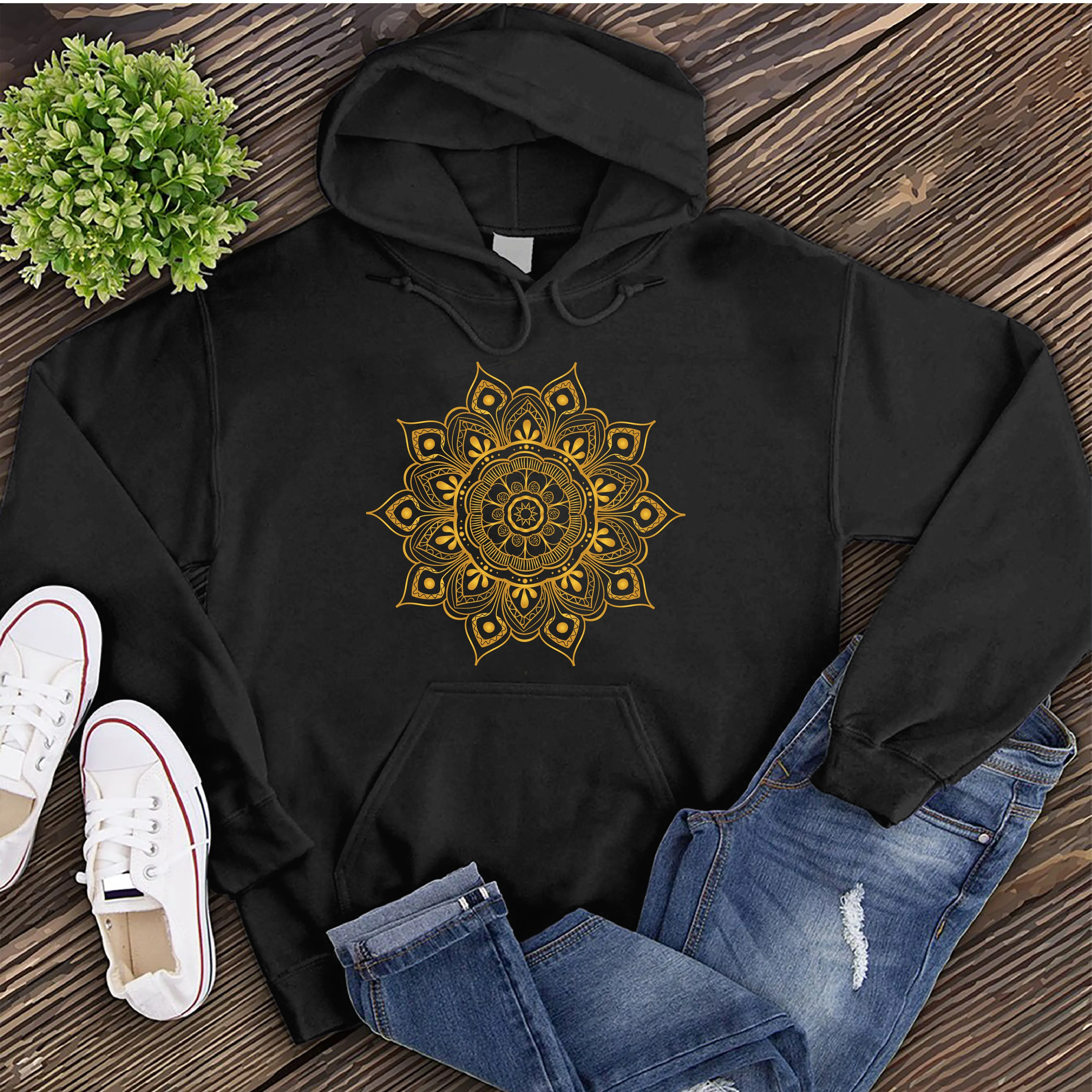 Ornamental Mandala Gold Hoodie