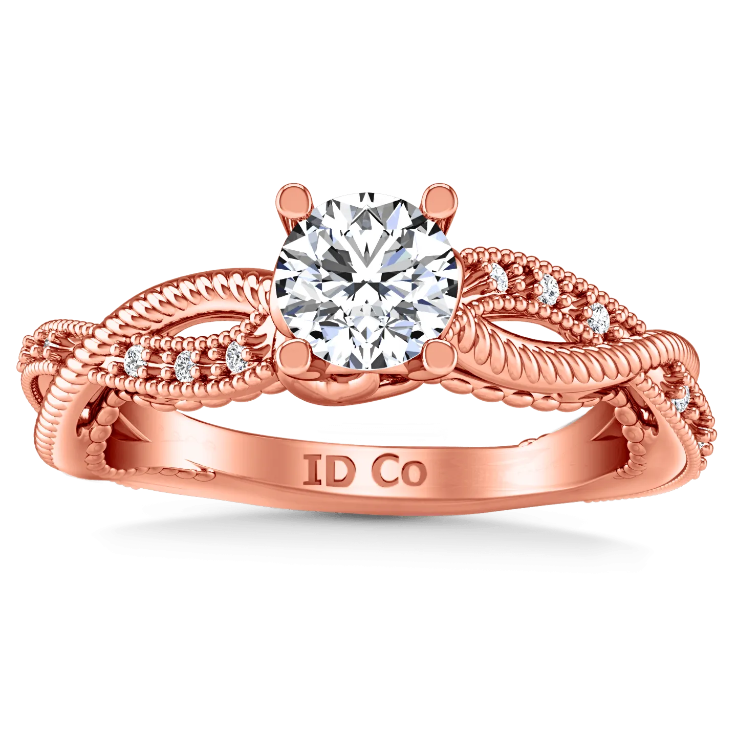 Pave Diamond Engagement Ring Maeve 14K Rose Gold