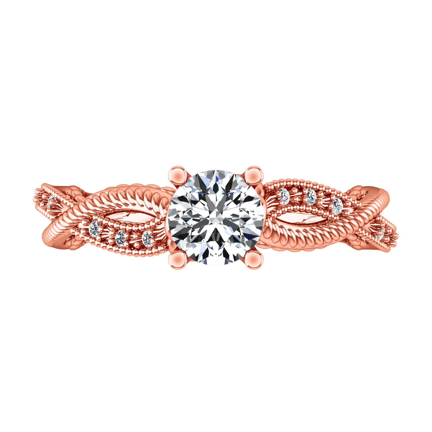 Pave Diamond Engagement Ring Maeve 14K Rose Gold