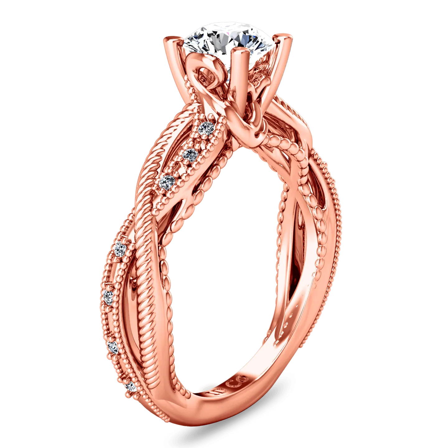 Pave Diamond Engagement Ring Maeve 14K Rose Gold