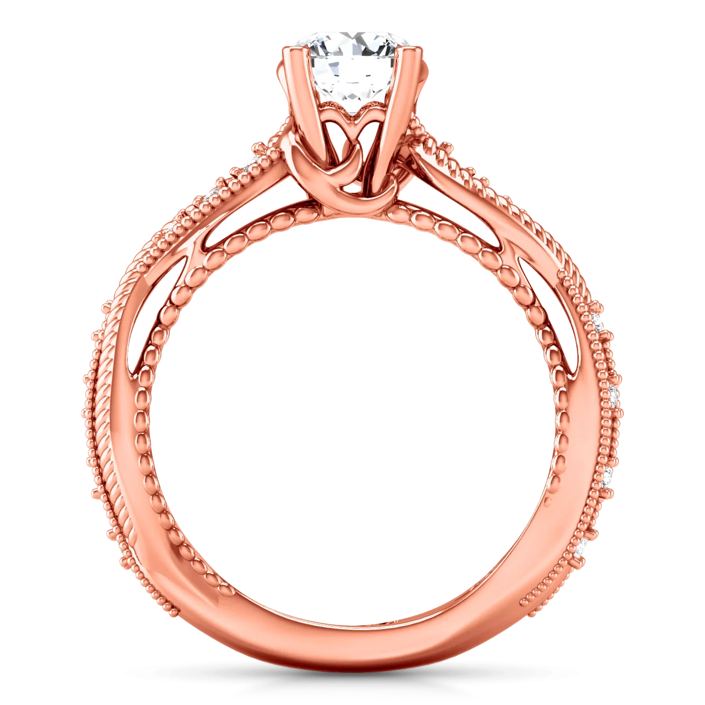 Pave Diamond Engagement Ring Maeve 14K Rose Gold