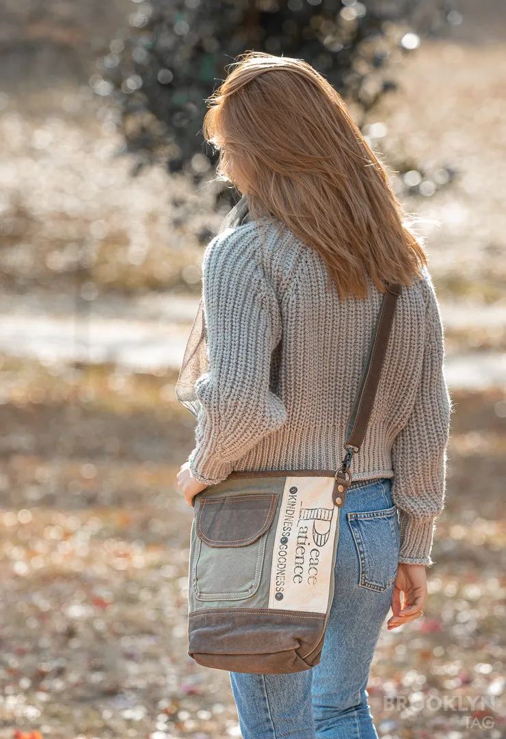 Peace and Patience Crossbody Canvas Bag