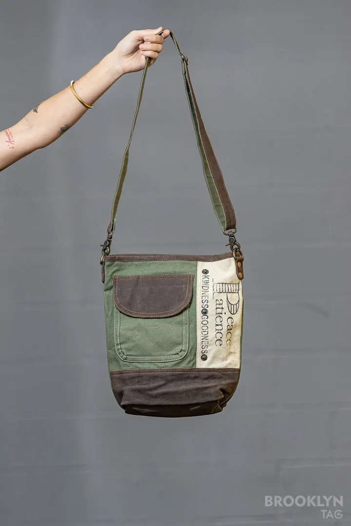 Peace and Patience Crossbody Canvas Bag