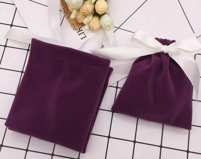 Personalized Drawstring Pouch - Custom Jewelry Pouch Bag with Ribon - Jewelry Bag With Logo Jewellery Flannel Pouch Packaging Bulk
