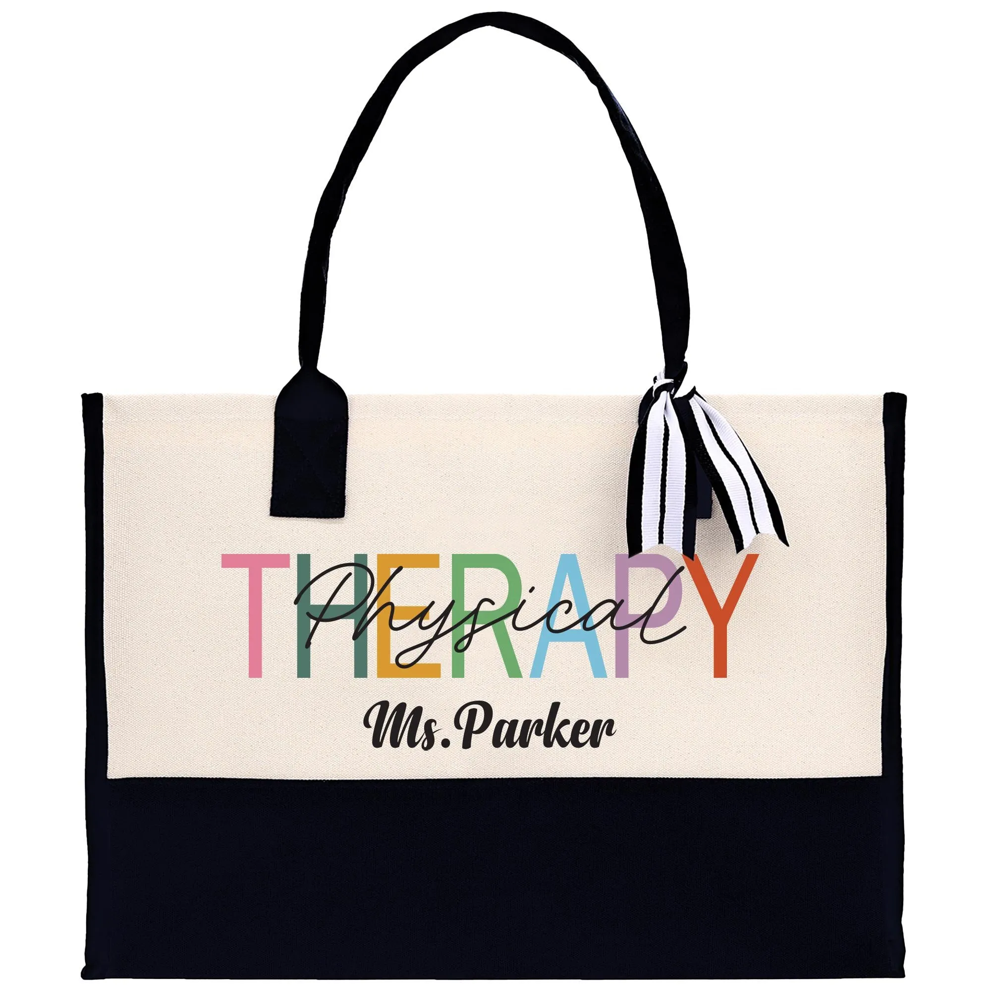 Personalized PT Physical Therapist Name Custom Cotton Canvas Tote Bag Physical Therapist Birthday Gift Graduation Bag (TRTB1009)