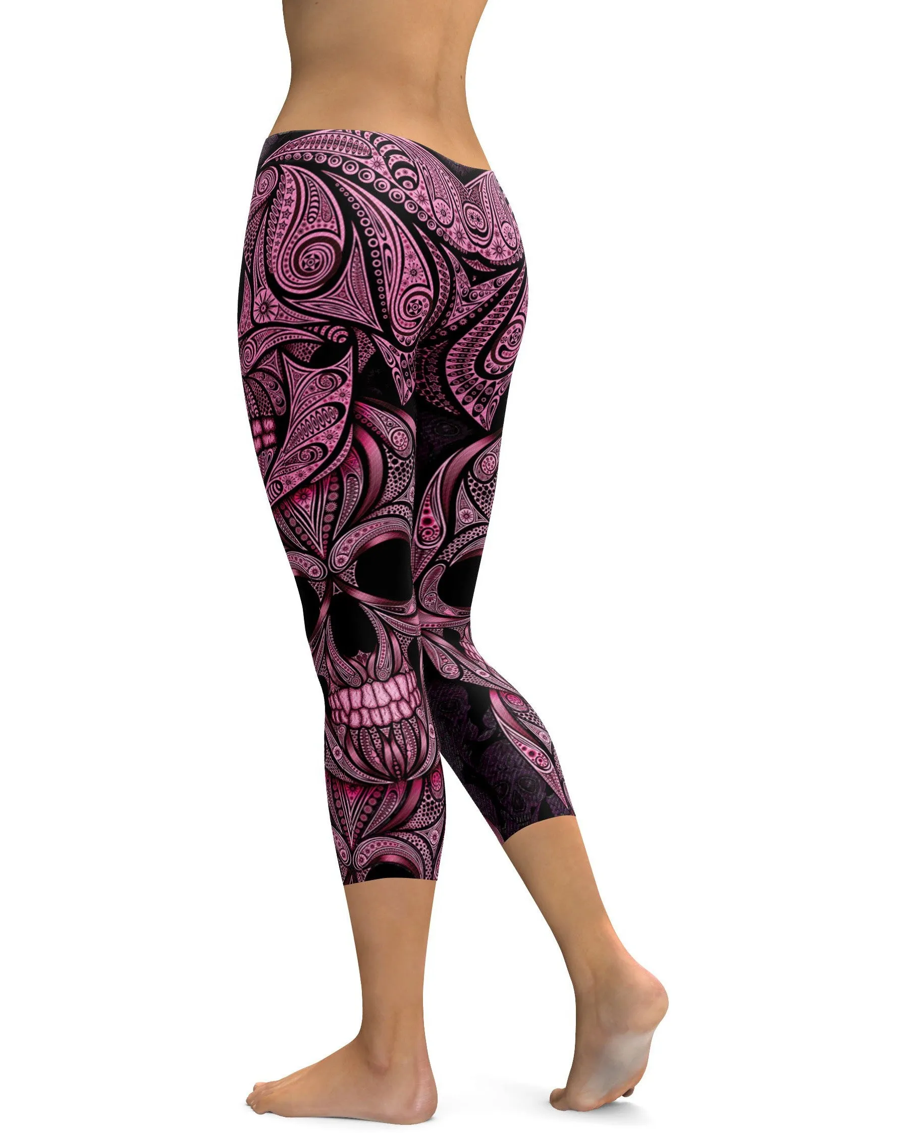 Pink Ornamental Skull Capris