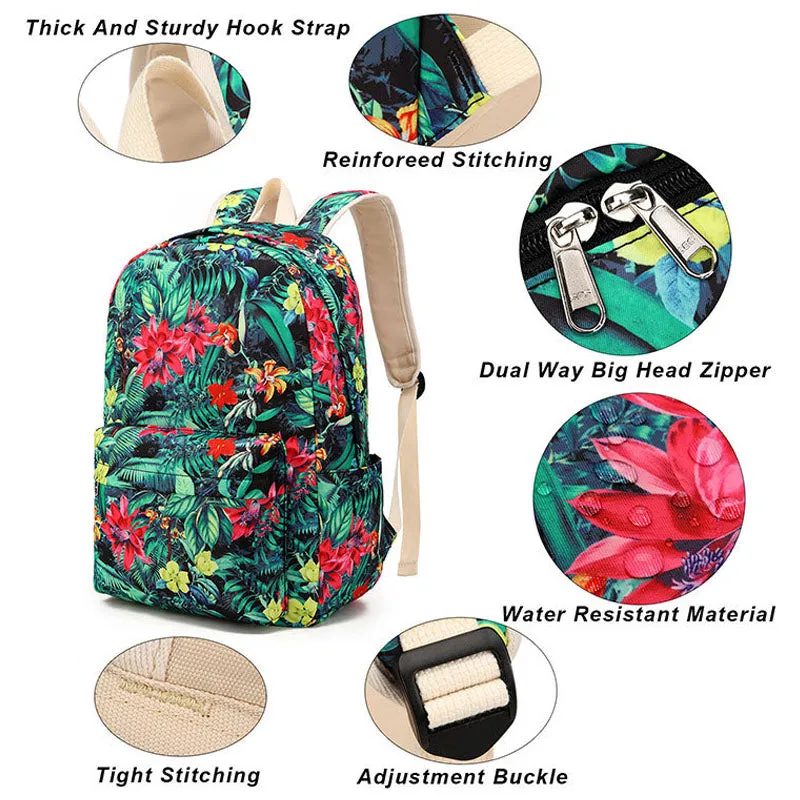 Printing Backpacks Set Students Casual Daypack Shoulder Bag Pencil Case