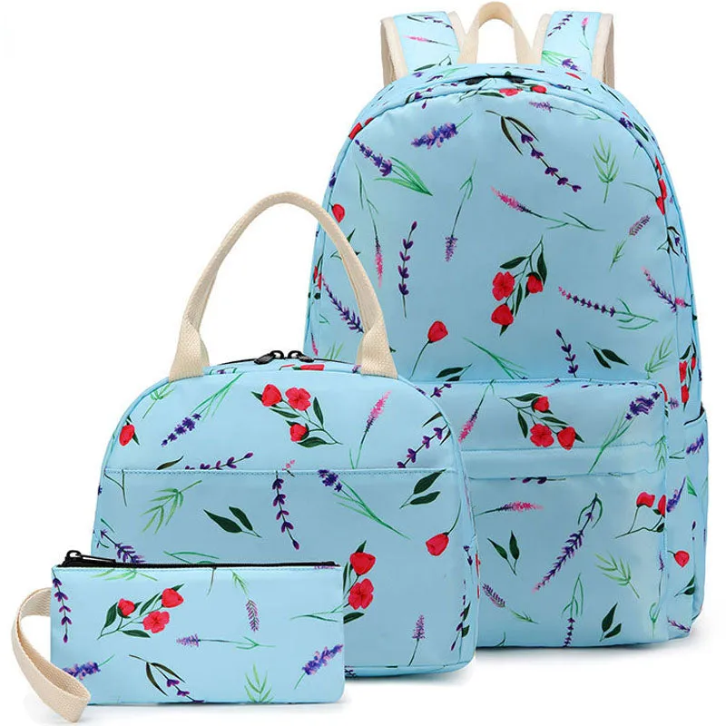 Printing Backpacks Set Students Casual Daypack Shoulder Bag Pencil Case