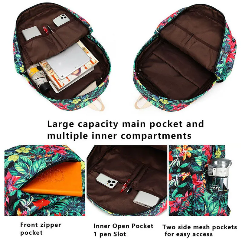 Printing Backpacks Set Students Casual Daypack Shoulder Bag Pencil Case