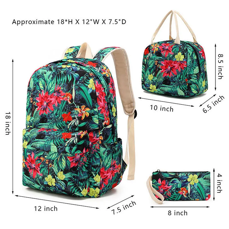 Printing Backpacks Set Students Casual Daypack Shoulder Bag Pencil Case