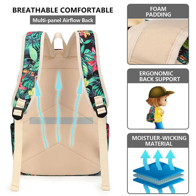 Printing Backpacks Set Students Casual Daypack Shoulder Bag Pencil Case
