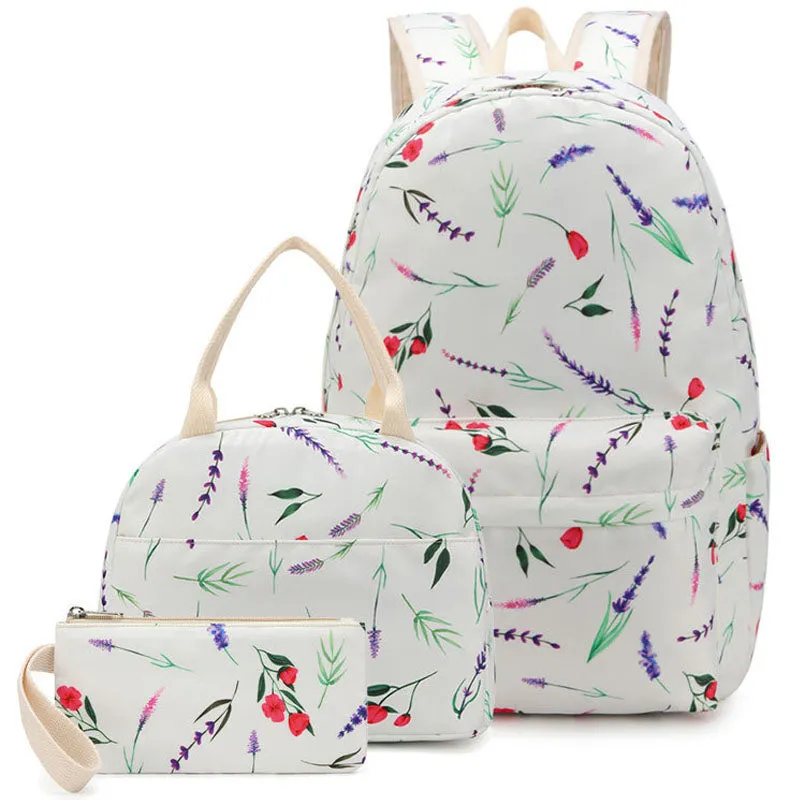 Printing Backpacks Set Students Casual Daypack Shoulder Bag Pencil Case