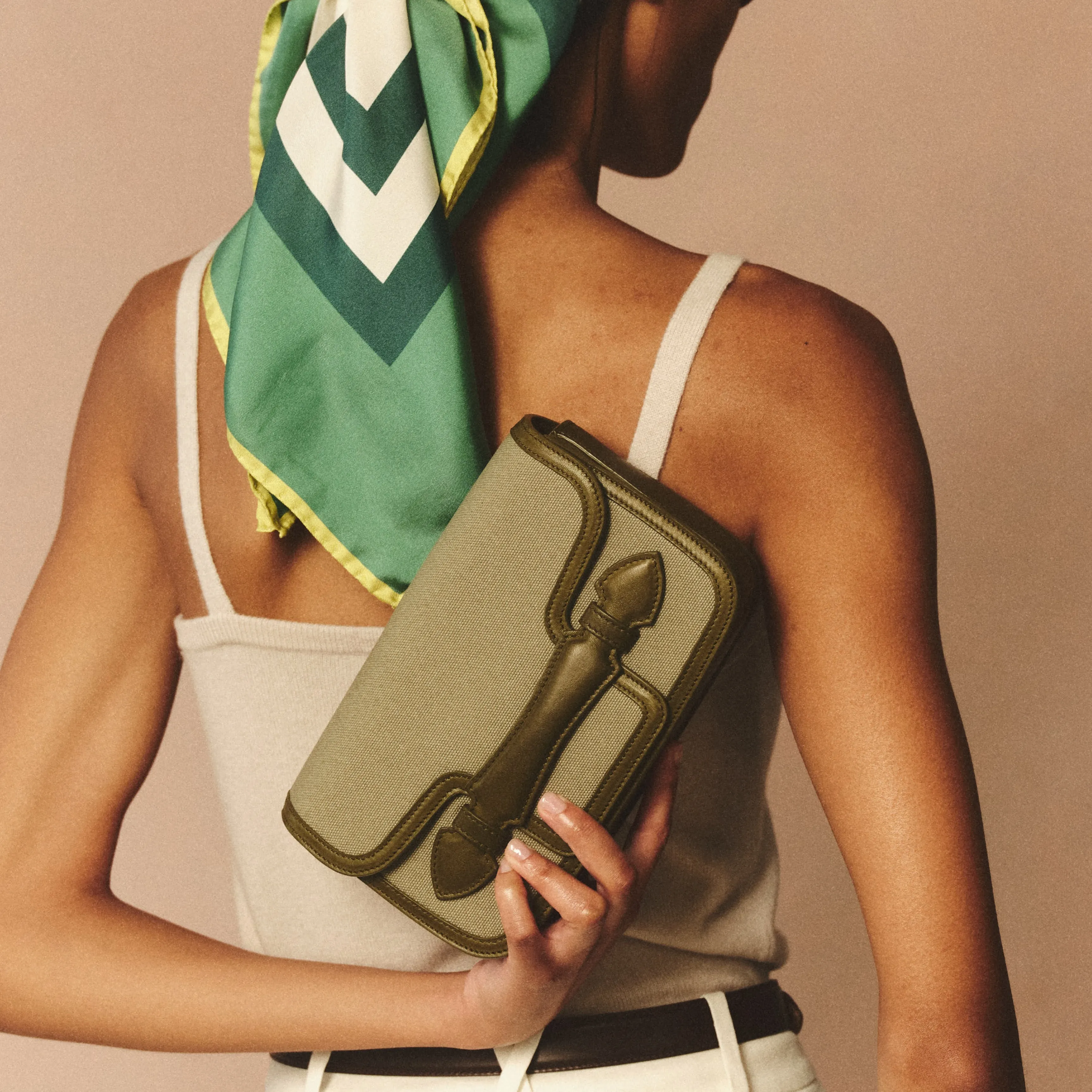 Romy Clutch in Canvas Olive