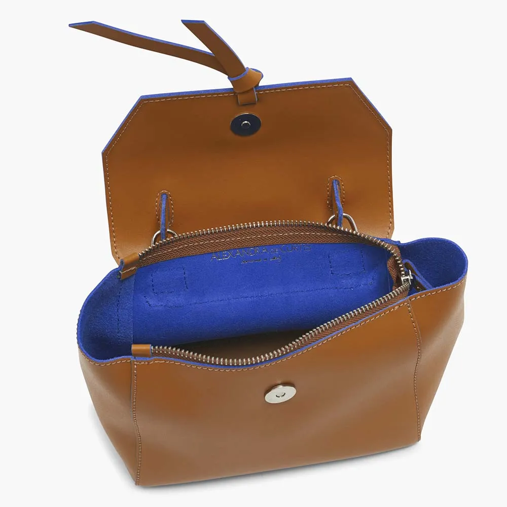 Siena Mini Leather Satchel Crossbody Bag - Cognac