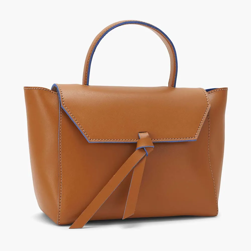 Siena Mini Leather Satchel Crossbody Bag - Cognac