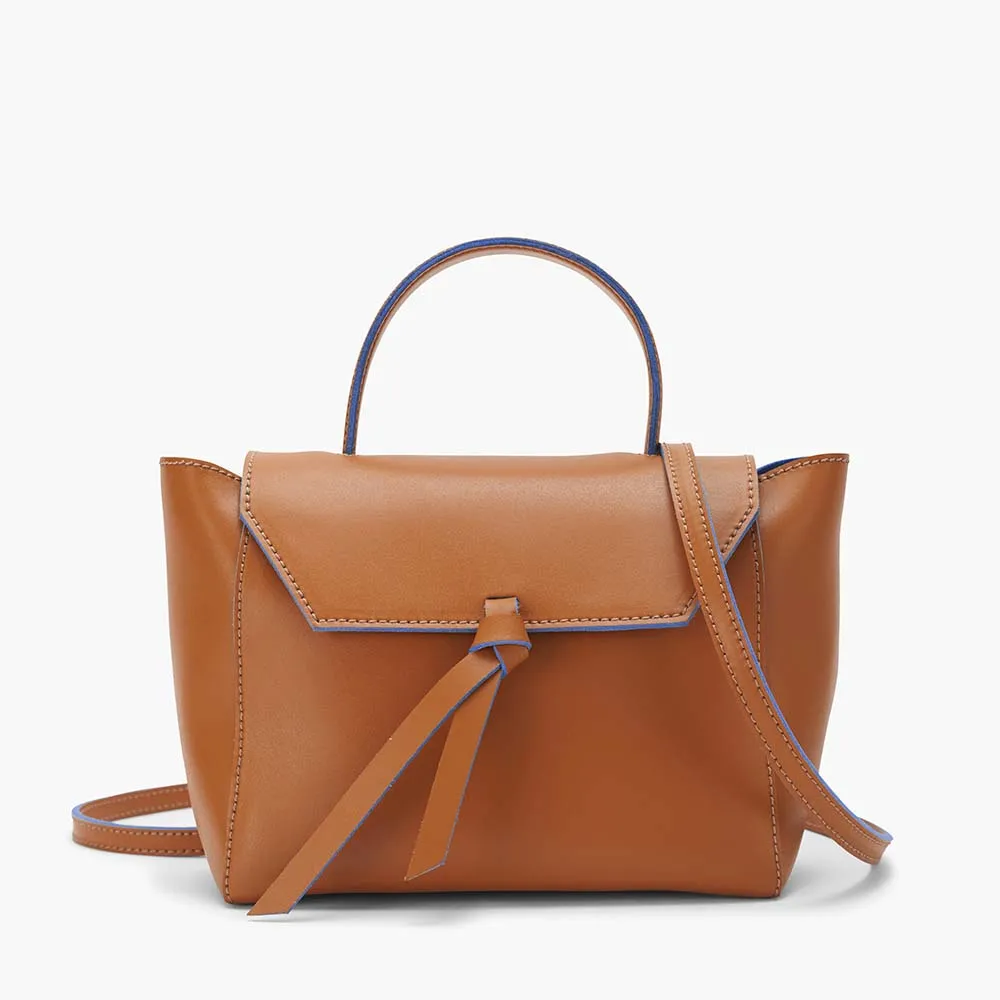 Siena Mini Leather Satchel Crossbody Bag - Cognac