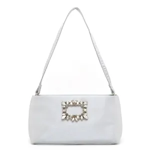 Silver Satin Evening Bag