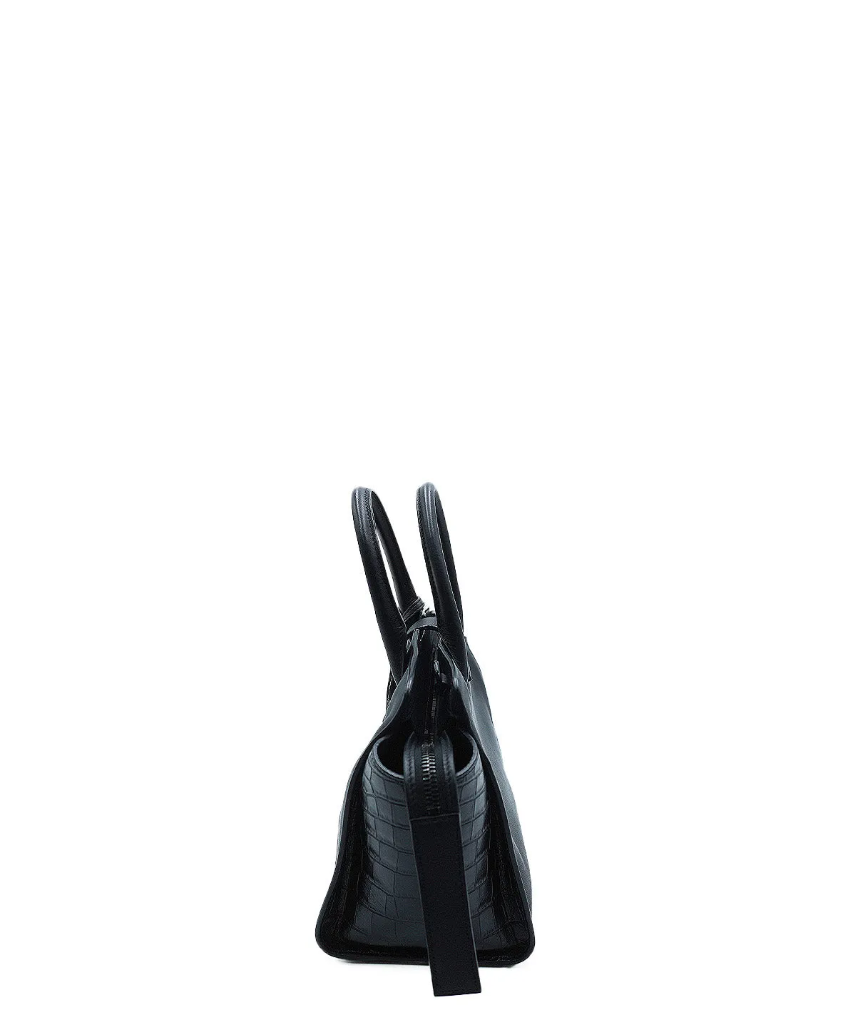 Small Toy Downtown Cabas Croc Embossed Bag Black