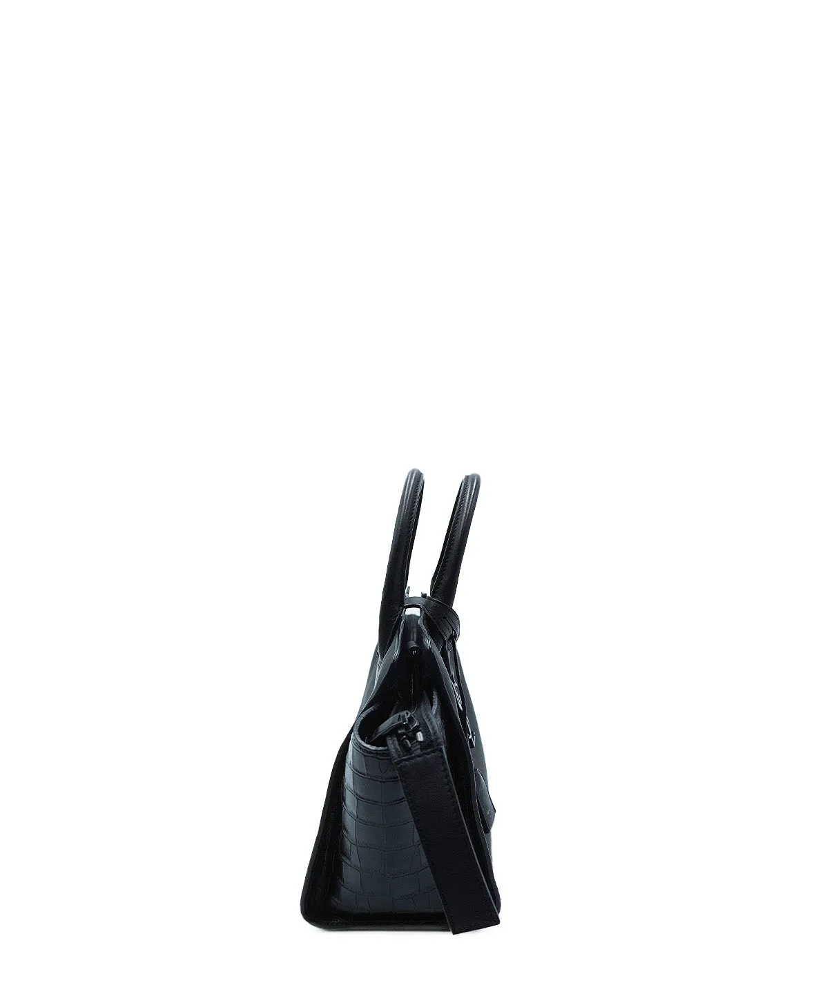 Small Toy Downtown Cabas Croc Embossed Bag Black