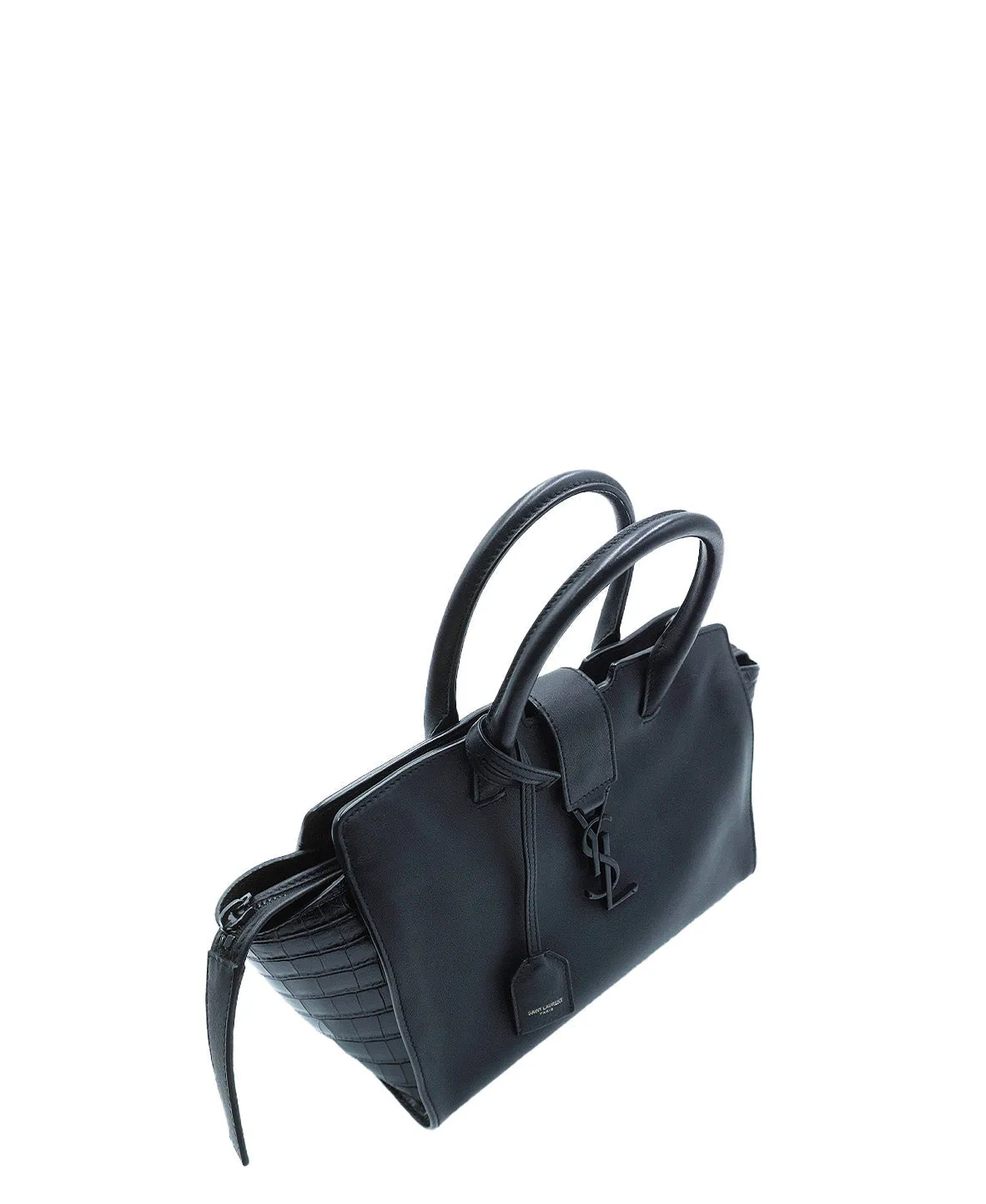 Small Toy Downtown Cabas Croc Embossed Bag Black