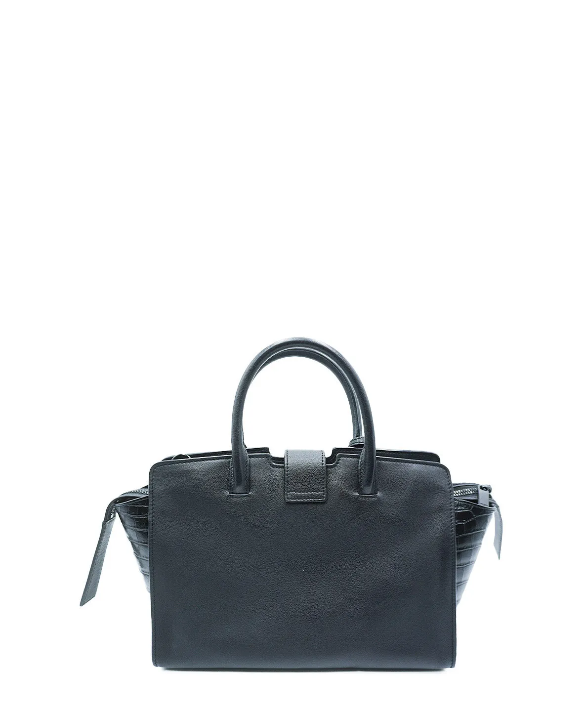 Small Toy Downtown Cabas Croc Embossed Bag Black