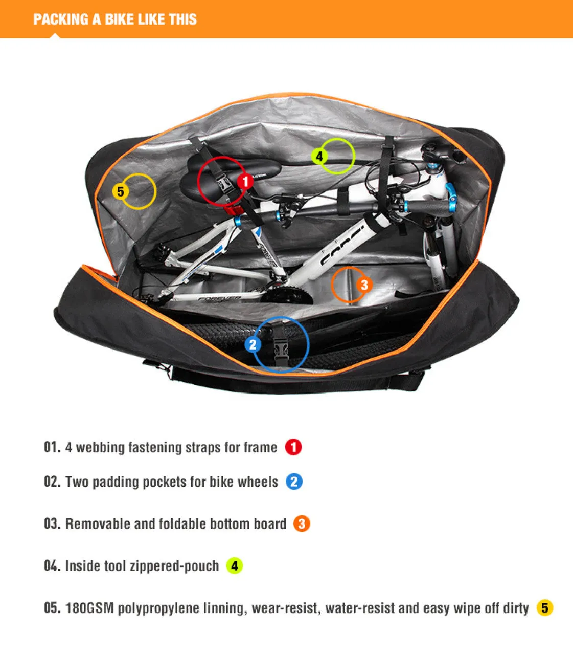 SPORTACE Bike Plane Bag Portable Soft Shell Travel Case Mountain Hybrid BMX Road Bike -Black