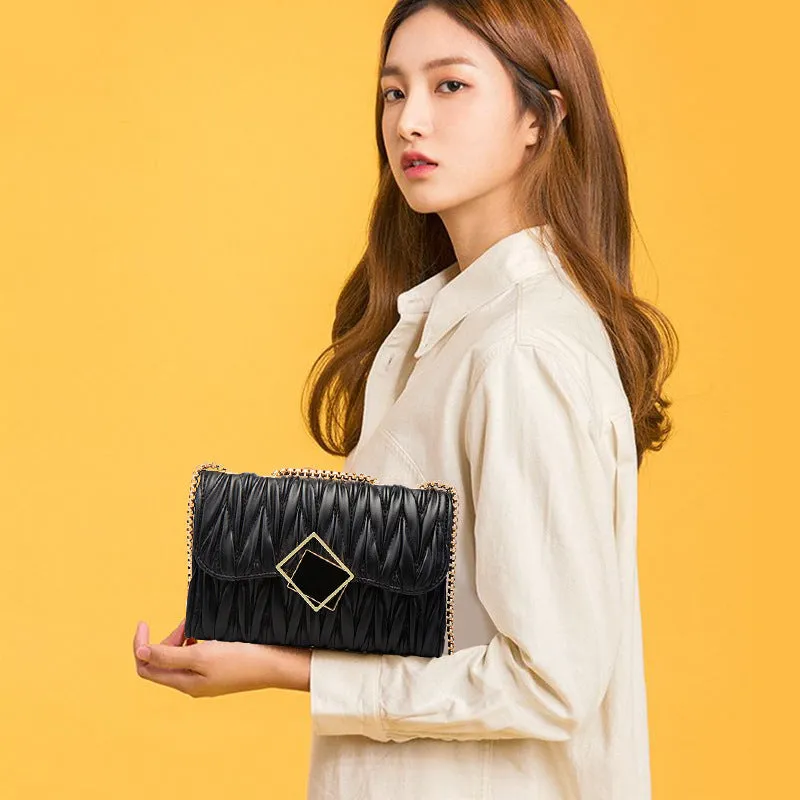 Square Buckle Pleated Square Bag