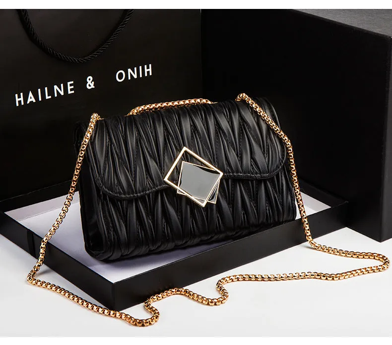 Square Buckle Pleated Square Bag