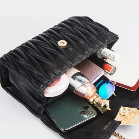 Square Buckle Pleated Square Bag