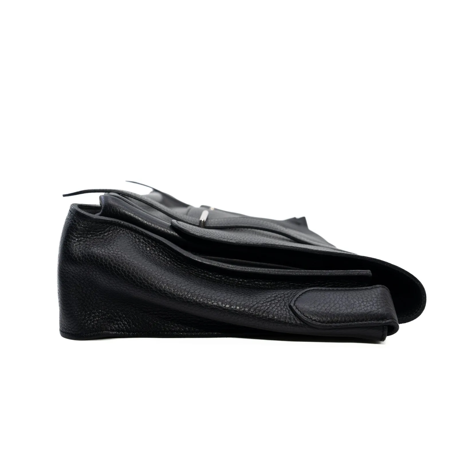 Steve Caporal Taurillon Clemence Messenger Bag Black PHW P Stamp