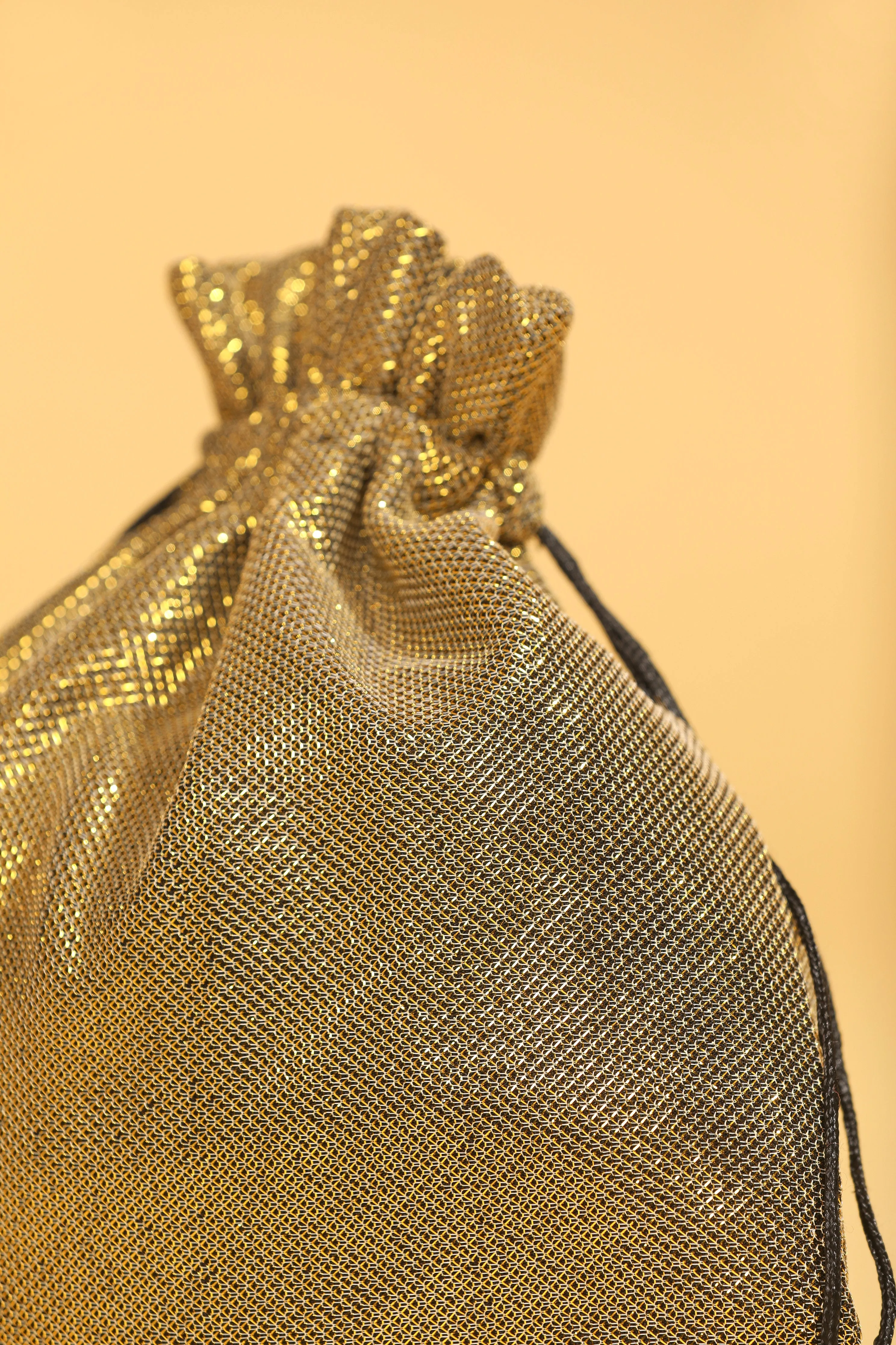 Stylish Golden Wedding Clutch Potli Bag for Ladies with Drawstring
