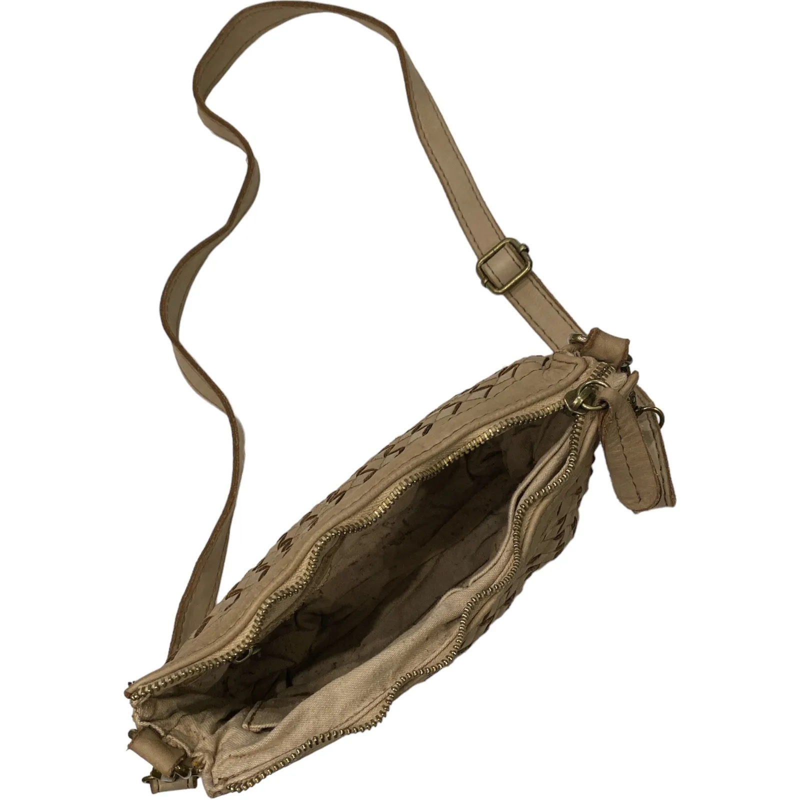 Taupe handwoven small shoulder bag