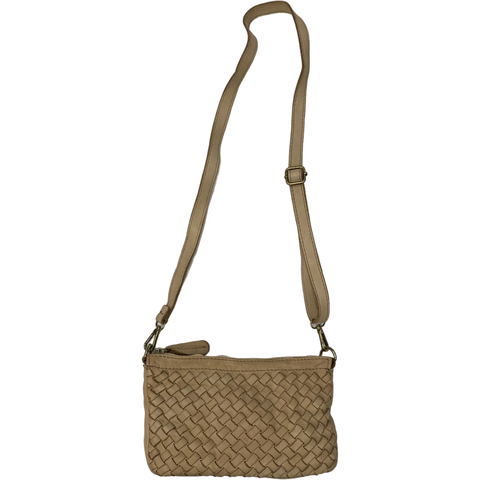 Taupe handwoven small shoulder bag