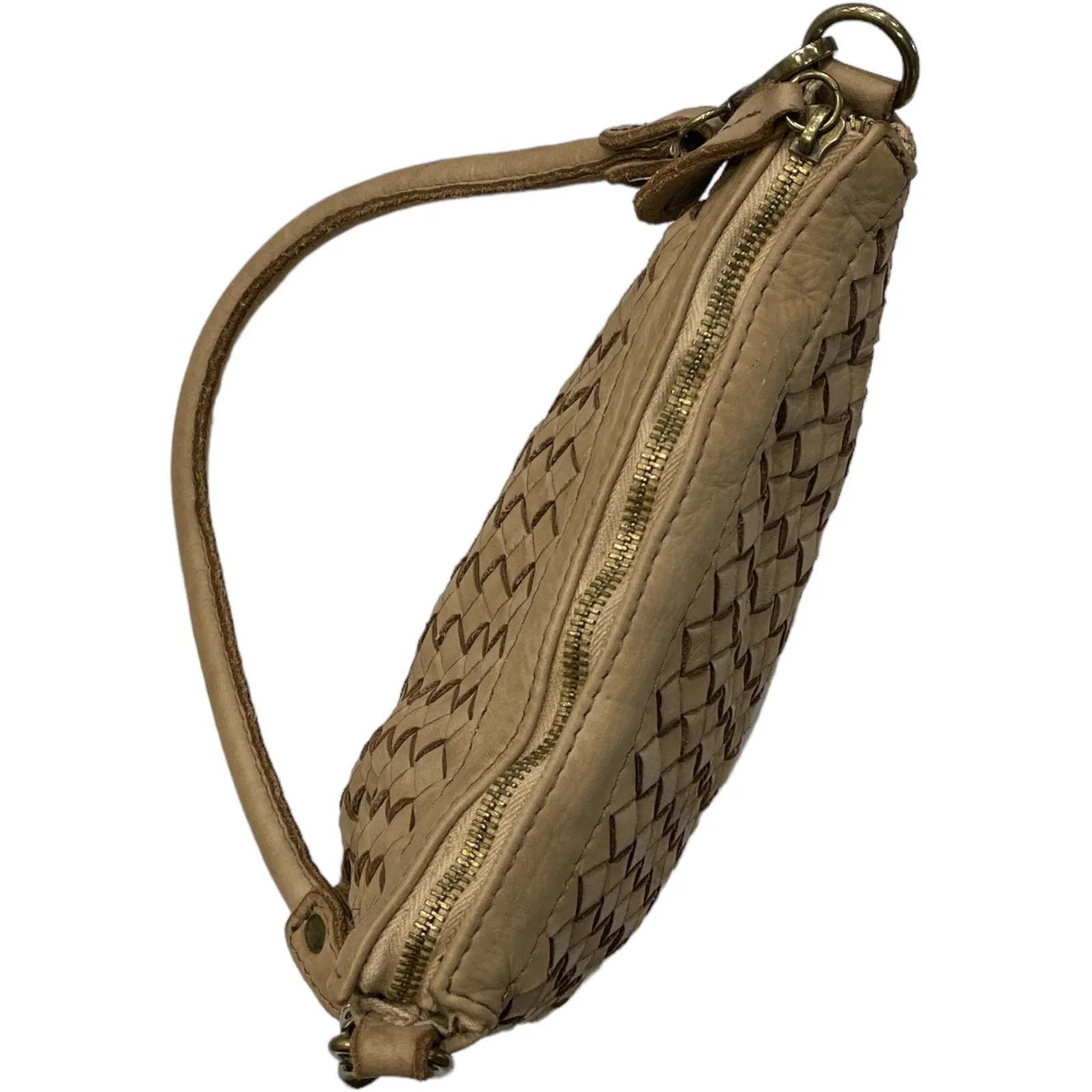 Taupe handwoven small shoulder bag