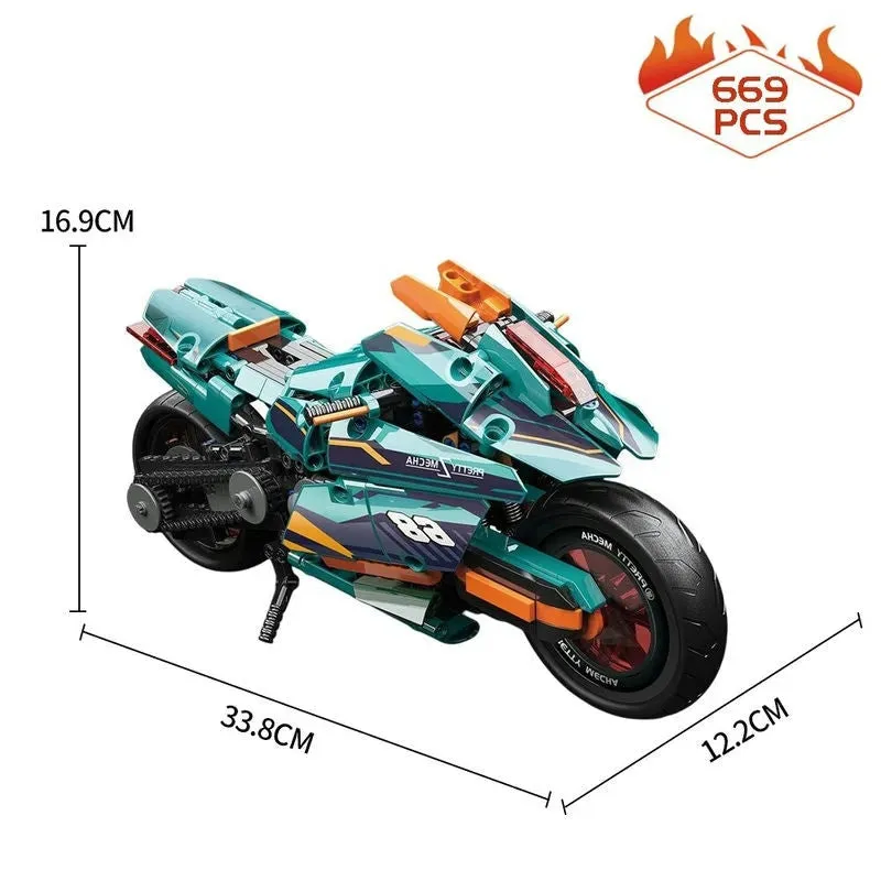 Tech MOC Cyberpunk Concept Motorcycle Bricks Toys