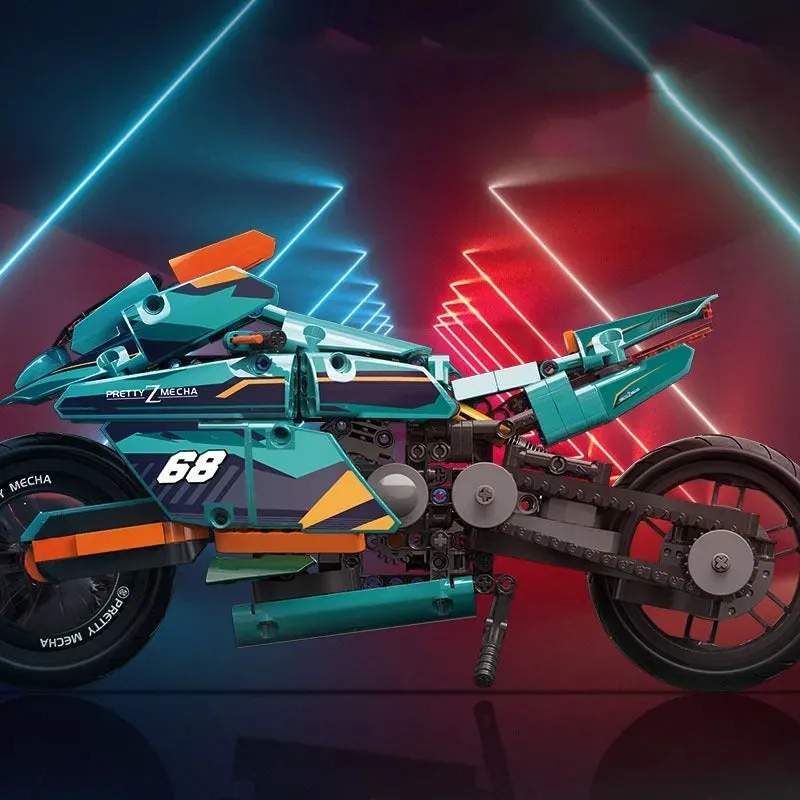 Tech MOC Cyberpunk Concept Motorcycle Bricks Toys