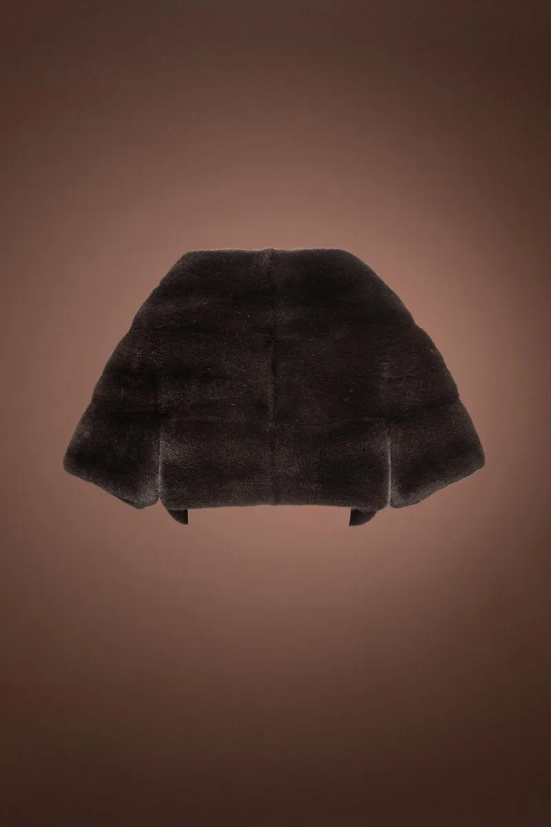 Triangle Shaped Black Mink Fur Shrug