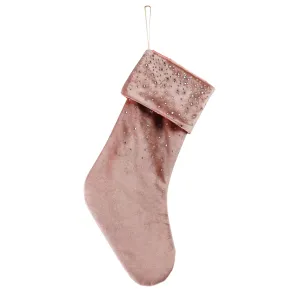 Velvet Stocking Pink with Diamanté 45cm
