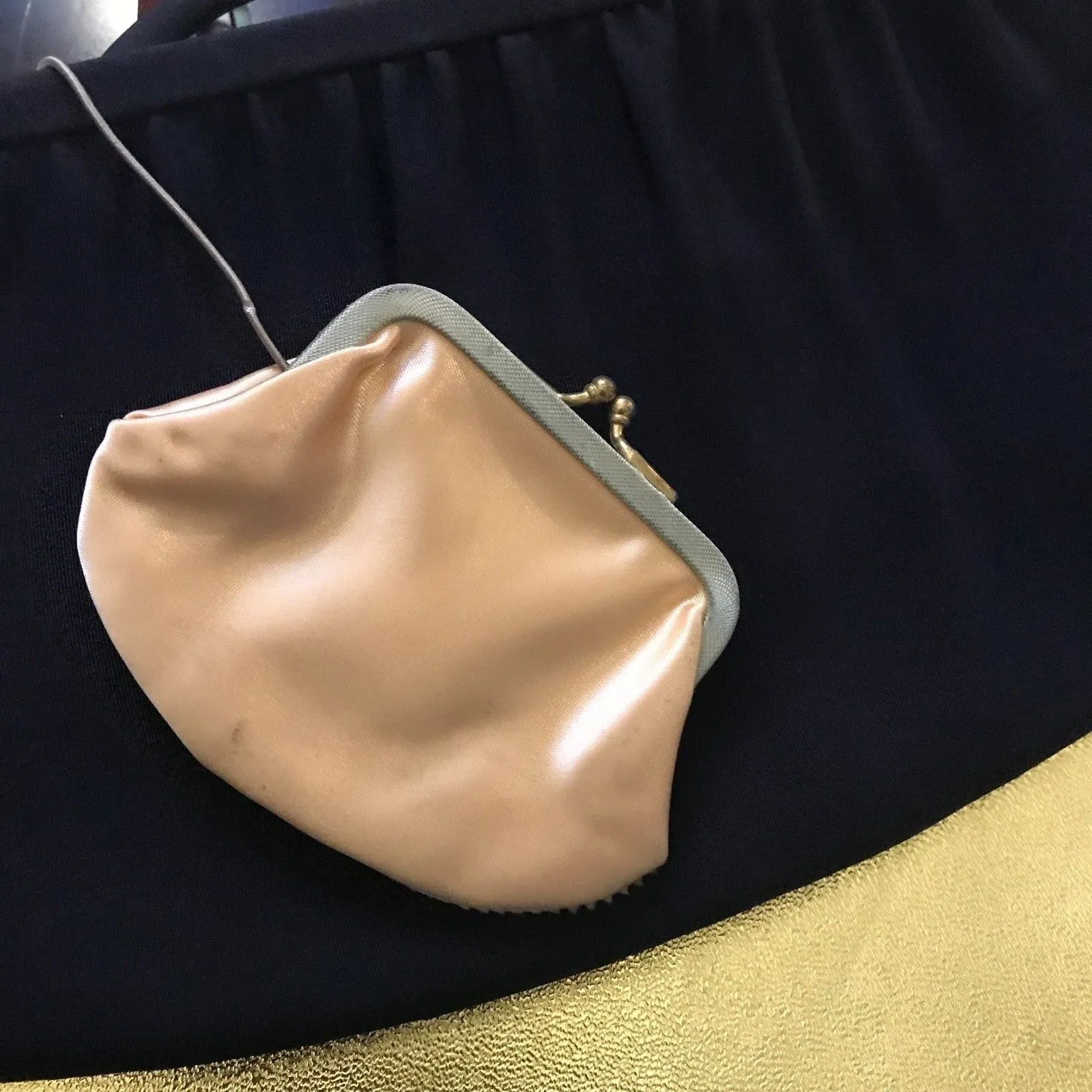 Vintage 1950s Black Evening Clutch Bag With Coin Purse