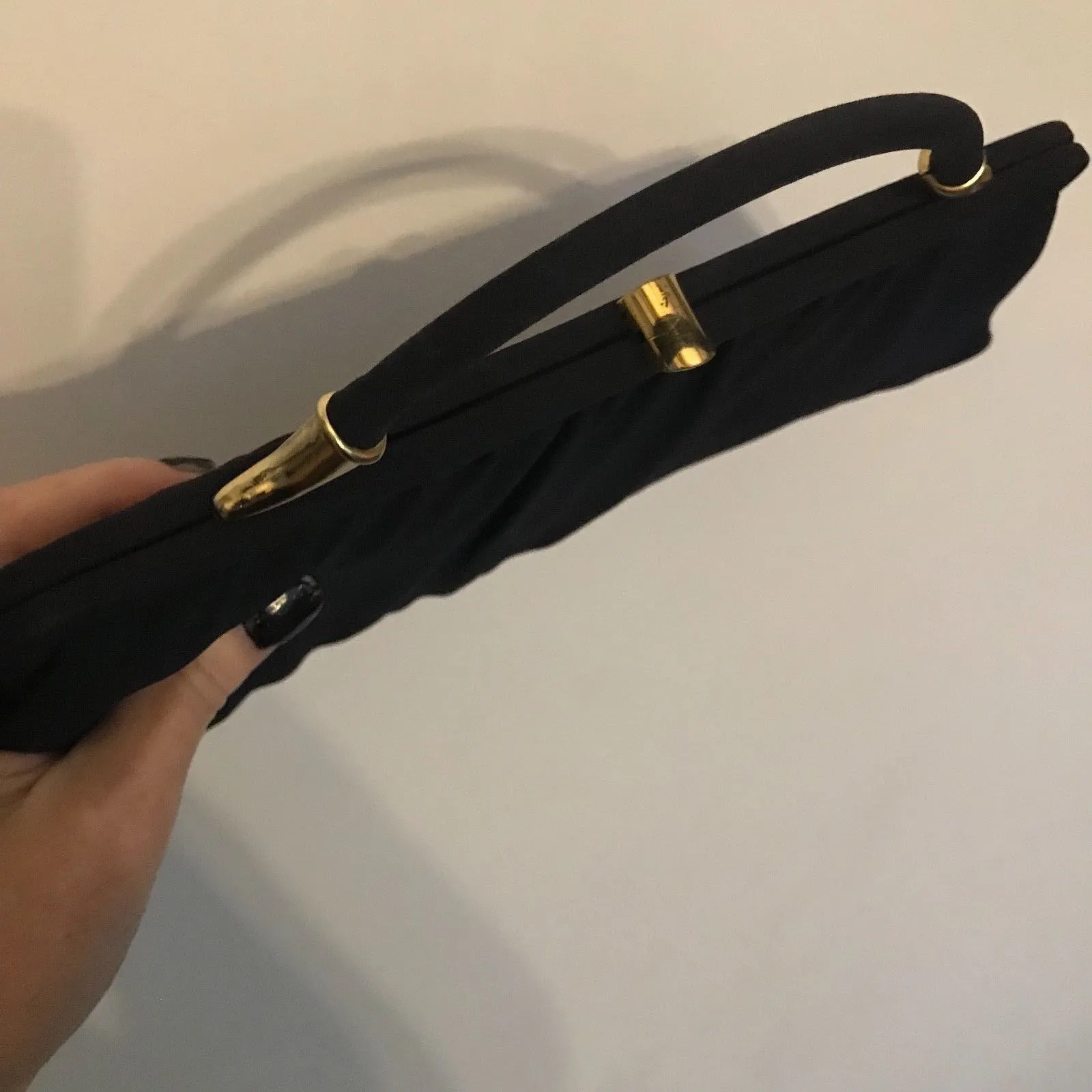 Vintage 1950s Black Evening Clutch Bag With Coin Purse