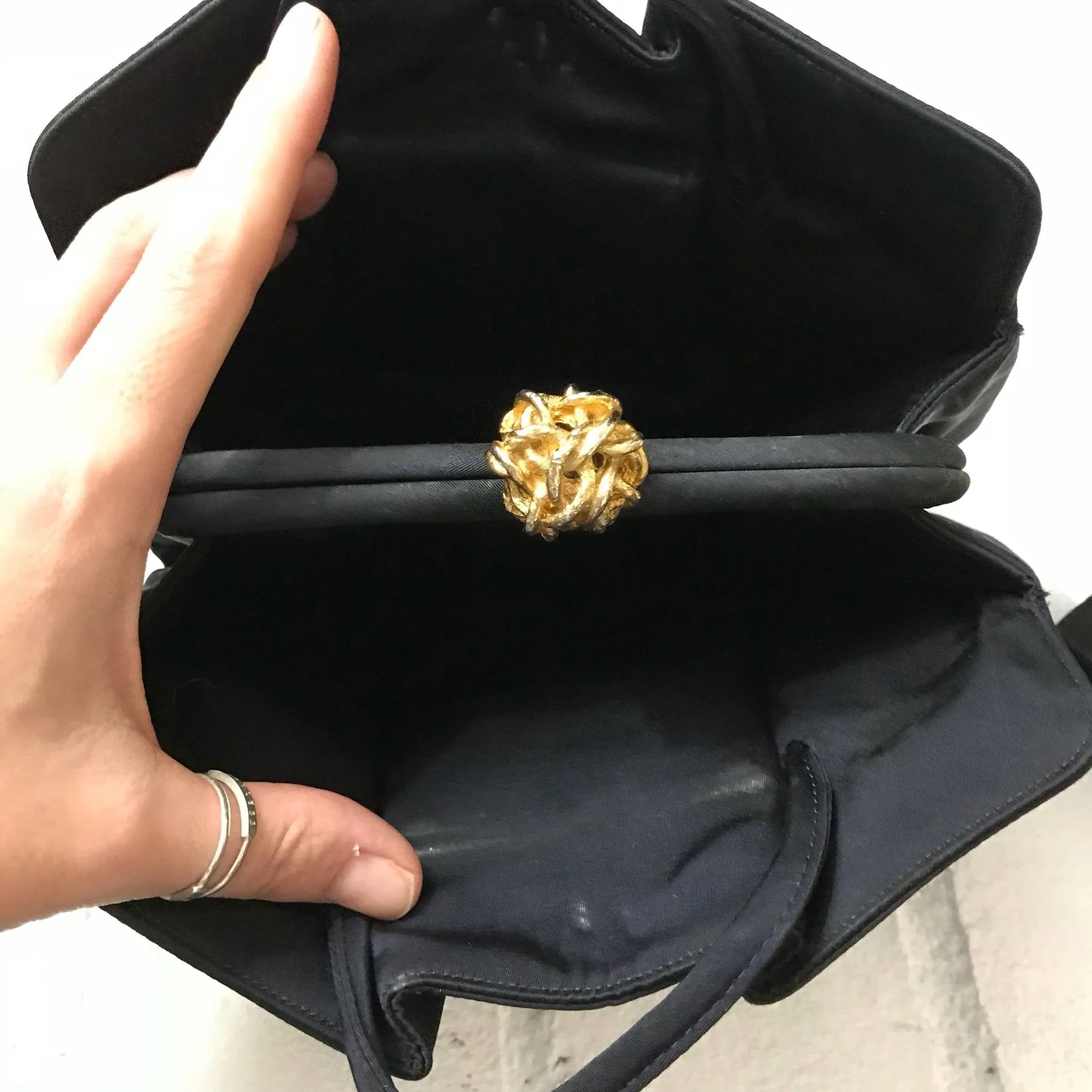 Vintage Black Satin Clutch. Coblentz Evening Bag. Saks Fifth Avenue Purse. Circa 1950 Bag.