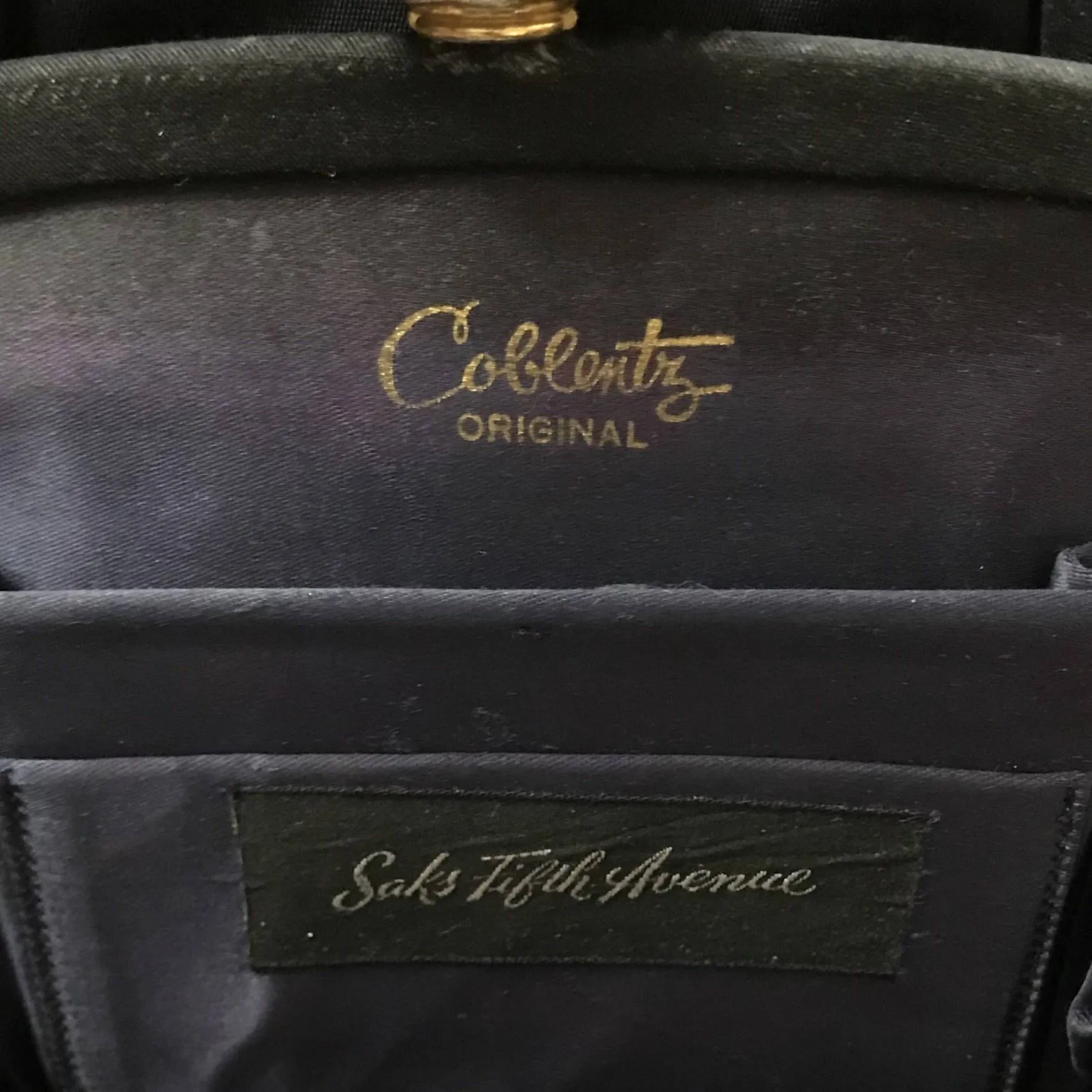Vintage Black Satin Clutch. Coblentz Evening Bag. Saks Fifth Avenue Purse. Circa 1950 Bag.