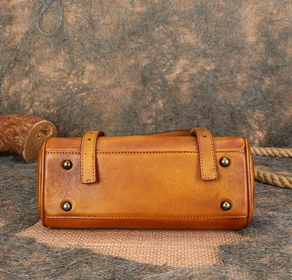 Vintage Womens Black Handbag genuine leather over the shoulder purse for women