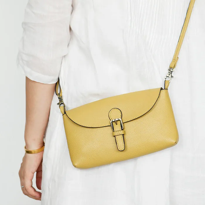 Womens Brown Leather Flap Crossbody Bag Purse Ladies Shoulder Bag