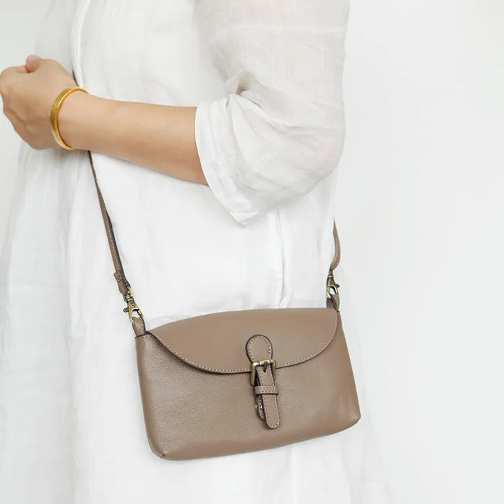 Womens Brown Leather Flap Crossbody Bag Purse Ladies Shoulder Bag