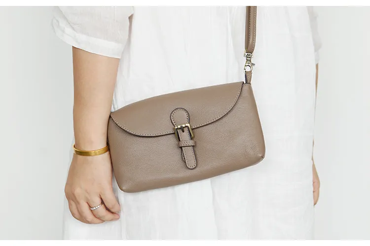 Womens Brown Leather Flap Crossbody Bag Purse Ladies Shoulder Bag
