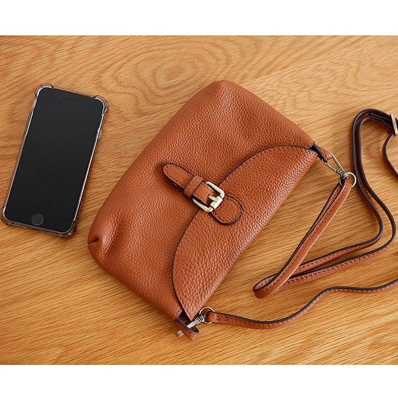 Womens Brown Leather Flap Crossbody Bag Purse Ladies Shoulder Bag