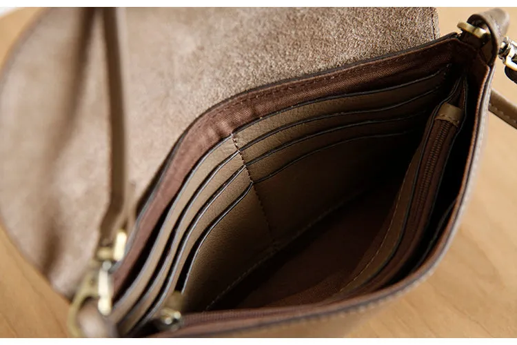Womens Brown Leather Flap Crossbody Bag Purse Ladies Shoulder Bag